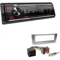 Kenwood KMM-BT209 1-DIN Autoradio Bluetooth USB AUX-In Short Body mit Einbauset für Fiat Linea anthrazit metallic