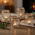 Levandeo® Teelichthalter, 4er Set Windlicht Klar Glas H10cm Teelichthalter Tischdeko Kerzen