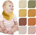 Baby Slabbetjes, Driehoekige Mousseline Babysjaal, Verstelbare Drukknoop, Zachte Unisex Slabbetjes, 8 Stuks, Grün (Esdoorn)