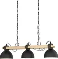 EGLO Hängeleuchte LUBENHAM Hängelampe, Stahl und Holz, E27, IP20, Esszimmerlampe, Lampe, ohne Leuchtmittel, Hängeleuchte, L90 x B20 x H110 cm, schwarz, braun, 3X28W exkl.