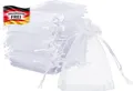 120 weiße Organza Geschenktüten 7x9cm für Schmuck Süßigkeiten und Dekoration
