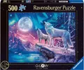 Ravensburger Puzzle Glow in the Dark, Wolf im Nordlicht, 500 Puzzleteile, Made in Germany