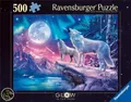 4005555004769 Puzzle 2D 500 Świecące - Wilk w zorzy polarnej Ravensburger
