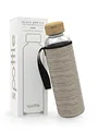 spottle Trinkflasche aus Glas 1l - Glasflasche 500ml - 750ml - 1 liter mit Neoprenhülle - Schutzhülle - Glastrinkflasche mit Schraubverschluss (Beige meliert/Bambus, 550 ml)