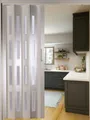 Forte Falttür Falttür Weiß 4 Fenster Schiebetür Nischentür B88,5 x H202 cm kürzbar (1 Stück), abwaschbar und für Naßräume geeignet