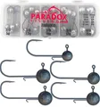 Paradox Fishing Premium Jigköpfe Set (5g/7,5g/10g/12g/15g) 25-teilig je 5/4 Jighaken I Jig Köpfe Gummifisch mit Jighead für Gummifische Zander Angelzubehör