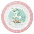 Stor Einhorn Kinderteller aus Kunststoff, mikrowellengeeignet & wiederverwendbar - Teller für Kinder, Esslernteller, Beikost Baby