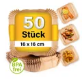 GOURMETmaxx Backpapier für Airfryer 2 bis 5 Liter - 50 Stück – 16 x 16 x 4,5cm, Airfryer Heißluftfritteuse Einwegschalen Baking Paper