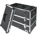 HMF 14661-02 Alu Werkzeugkoffer leer, 3 Etagen, 44 x 45 x 24 cm, Schwarz