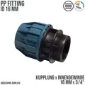 16 mm x 3/4 PE PP Fitting Klemm Verbinder Verschraubung Muffe Rohr Kupplung x I..."