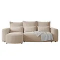 4ALL HOME Ecksofa mit Schlaffunktion Travis 248x148 cm, Couch, Sofa mit Bettkasten, Eckcouch, L-Form, Schlaffsofa, Universal (Cord Onega 15 Blassrosa)