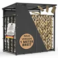 Kaminholzregal Metall mit Dach 185x105x185 verzinkt 1m tief 3,5t 5,25m3 mit Abdeckplane Regal für Feuerholz aussen Stapelhilfe Brennholz anthrazit - Grau