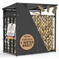 LAWA Living and Lifestyle Kaminholzregal aussen Metall mit Dach 185x105x185 VERZINKT 3,5t Tragfähigkeit Brennholzregal außen Stapelhilfe 1m tief Brennholz Regal (MIT Plane)