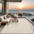the carpet Kansas Outdoor Teppich – Wetterfester Indoor & Outdoor Teppich im Jute-Look für Balkon, Terrasse, Garten, Wohnzimmer & Esszimmer, pflegeleicht und UV-beständig, Creme, ca. 140 x 200 cm