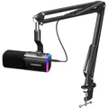 MAONO XLR-USB Streaming Mikrofon mit Arm: Dynamisches Mikrofon mit Software, Stummschalttaste, Gain-Regler, für Podcast, PC Gaming, Aufnahme, YouTube-Inhaltserstellung, Chat, PS4-5 Mac Mixer (PD100XS)