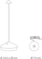 Pina Pro Titanium wiederaufladbare und dimmbare LED-Tischleuchte - 2,2 W, 2200-2700-3000 K, IP54