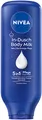 NIVEA In-Dusch Body Milk (400 ml), Körpercreme mit Mandel-Öl und wasseraktivierter 5in1 Pflege Formel, feuchtigkeitsspendende Body Lotion für die Dusche