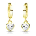 MATERIA Kinder Ohrringe Gold Creolen Silber 925 vergoldet mit Zirkonia Herzen