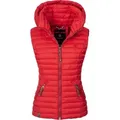 Navahoo Steppweste Shadaa stylische ärmellose Damen Weste mit Kapuze rot XS (34)