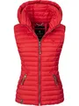Navahoo Damen Übergangsjacke leichte Steppweste mit Abnehmbarer Kapuze Shadaa Rot Gr. XS