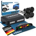 VSG24 Einparkhilfe Set hinten mit Display und 4 Sensoren – robuste PDC Parkhilfe für Auto, SUV & Transporter – optischer & akustischer Rückfahrwarner, 30–150 cm Reichweite – 12V Nachrüstsystem