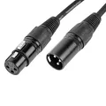 CASCHA Premium Mikrofonkabel XLR Buchse auf XLR Stecker (1m, Schwarz) - Audio Microphone Cable