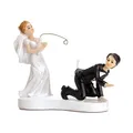Tortenfigur Hochzeit 13cm - Brautpaar Figuren mit Angel - Hochzeitstorte Deko Tortendeko Tortenaufsatz Cake Topper - Hochzeitsdeko Torte - Hochzeitstortenfiguren Weiß Schwarz