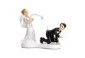 partydeco Tortenstecker, Tortenfigur Hochzeit 13cm Brautpaar mit Angel Weiß / Schwarz