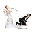 Tortenfigur Hochzeit 13cm - Brautpaar Figuren mit Angel - Hochzeitstorte Deko...