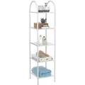 CARO-Möbel Badregal, Weiß, Metall, Mode, 34x143x37 cm, Badezimmer, Badezimmerregale, Badregale