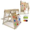 Juskys Mini Klettergerüst für Kinder - Rutsche, Kletterwand & Turnringe - Natur