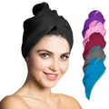 Haarturban Mikrofaser  1 Stück Haarhandtuch mit Knopf  schnelltrocknend und s...