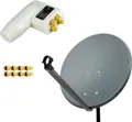 PremiumX SAT Anlage 80cm Antenne Anthrazit Quad LNB weiß 8x F-Stecker