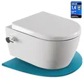 SSWW Dusch WC mit Armatur, Hänge WC spülrandlos mit Bidet Funktion (Taharet), Wand WC mit Softclose Absenkautomatik, Nanobeschichtung, Kalt- & Warmwasseranschluss
