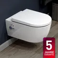 Dusch WC spülrandlos Taharet Wand Hänge Toilette Bidet mit WC-Sitz + Armatur