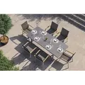 KETTLER Granada Garten-Essgruppe, silber, Alu/Textilene, Tisch 180/240x100cm, 6 Stapelsessel