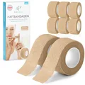 Health Press Fingerpflaster Selbsthaftend – 8x Pflaster Rolle (2,5cm x 4,5m) – Verband Selbstklebend – Elastisches Tape wasserfest – Staub-, Fett- & Schmutzabweisendes Pflasterband (Beige, 8 Rollen)