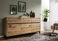 massives Sideboard Holz modern Wildeiche Echtholz Schrank Kommode Eisengestell
