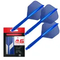 Target Darts K Flex Integrated Dart Flights and Shafts, Nr.6 Blau (Medium) | 3er Pack K-Flex - No6, Kflex All In One Moulded Dart Flight & Stem | Professionelles Dart Zubehör