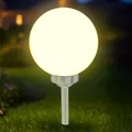 Spetebo Solarlampe Kugel warm weiß mit Erdspieß - Ø 15 cm - Gartenleuchte mit Balkon Halterung - Solarleuchte Kugelleuchte Solar Kugel Garten Lampe Deko Beleuchtung