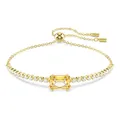 Swarovski Matrix Tennis Armband, Vergoldetes Damenarmband mit Weißen und Karamellfarbenen Zirkonia, Mit Kugelschiebeverschluss, Armbandlänge: 12-24 cm, Motivgröße: 0.6 x 0.9 cm