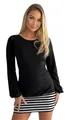 Mississhop 5-78 Damen Minikleid Kleid Tunika mit schwarzen Streifen Schwarz S