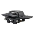 TAINO MAHTO Gasgrill klein Tischgrill Balkongrill Gas 2 Brenner Gusseisen-Rost Outdoorküche Seitentische Schwarz