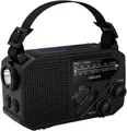Philips TAR1609/00 Solarradio Kurbelradio Notfallradio (AM-Tuner, FM-Tuner, 1 W, Kurbelradio, LED-Leuchte, lauter SOS-Alarm + Blinkleuchte, USB-C,USB-A)