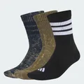 adidas Unisex 3 STRIPES CUSHIONED CREW STONE WASH 3 PAIR PACK, aurora ink/olive strata/black/white, 42-45