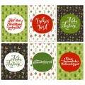Papierdrachen Weihnachtskarten Set - 12 Postkarten für Weihnachten - Kunstdruck zum Verschicken und Sammeln - Karten Set 3 - Rot-grün