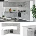 VICCO KÜCHENZEILE R-LINE ECKKÜCHE WINKEL KÜCHE EINBAU BETON MIT ARBEITSPLATTEN