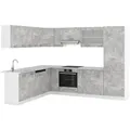 Vicco Eckküche, Schiefer, Weiß, Holzwerkstoff, L-Form,L-Form, 227x207x287 cm, Küchen, Eckküchen, Eckküchen ohne Geräte