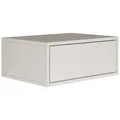 Selsey Nachttisch Hängend Schwebender Weiß Farbe 50B x 36T x 20,8H cm Nachtschrank mit Schublade in Minimalistischer - Push-to-Open - Skandinavischen Platzsparend Wandmontage Framme