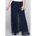 Schlupfhose SHEEGO "Große Größen", Damen, Gr. 52, Normalgrößen, blau (marine), Obermaterial: 95% Viskose, 5% Elasthan;Webteil: 100% Polyester, unifarben, elegant, lang, Hosen, im Lagenlook